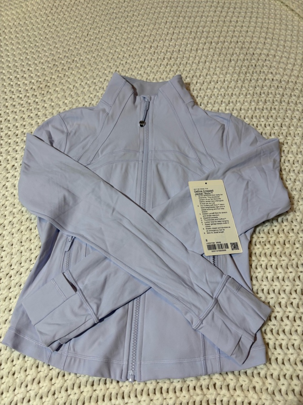 lululemon serene blue define cropped jacket nulu size 8